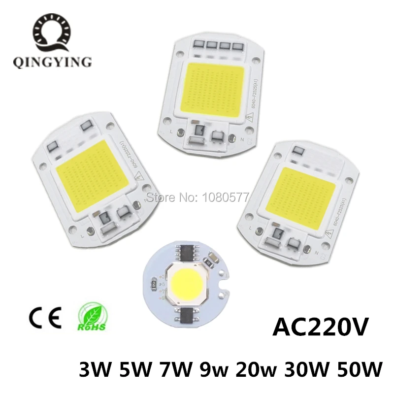 

3W 5W 7W 9W 20W 30W 50W LED COB Chip Light AC220V Cold White Warm White Bulb Lamp Smart IC Driver For DIY Floodlight Spotlight