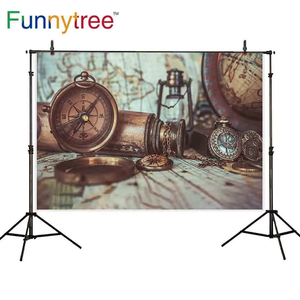 Фон для фотосъемки Funnytree, старинная винтажная Карта сокровищ, боке, Карибский компас, фотореквизит