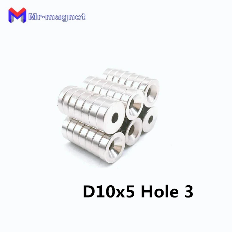 

100pcs neodymium countersunk ring 10x5-3 magnets 10mmx5mm Hole: 3mm rare earth N35 10*5 hole 3mm magnet 10x5-3mm