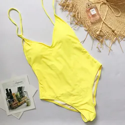 Sexy Solid costume intero fasciatura costumi da bagno donna Monokini body taglio alto brasiliano Vintage costume da bagno Beach Wear