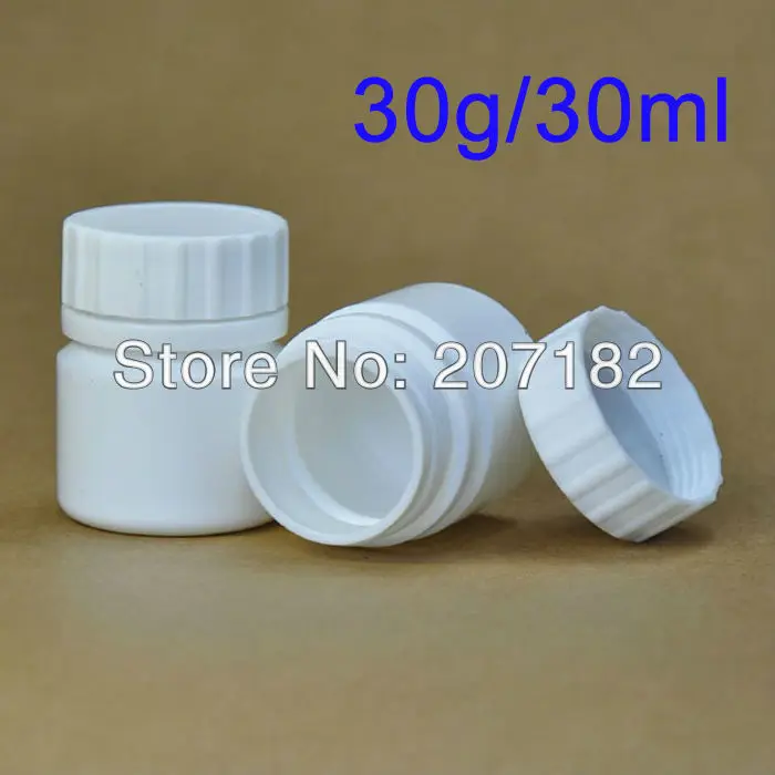 300PCS 30ml/30g Round White HDPE Mini Bottles, Solid Storages, Pills Container With Screw Caps And Aluminum Foil Seals