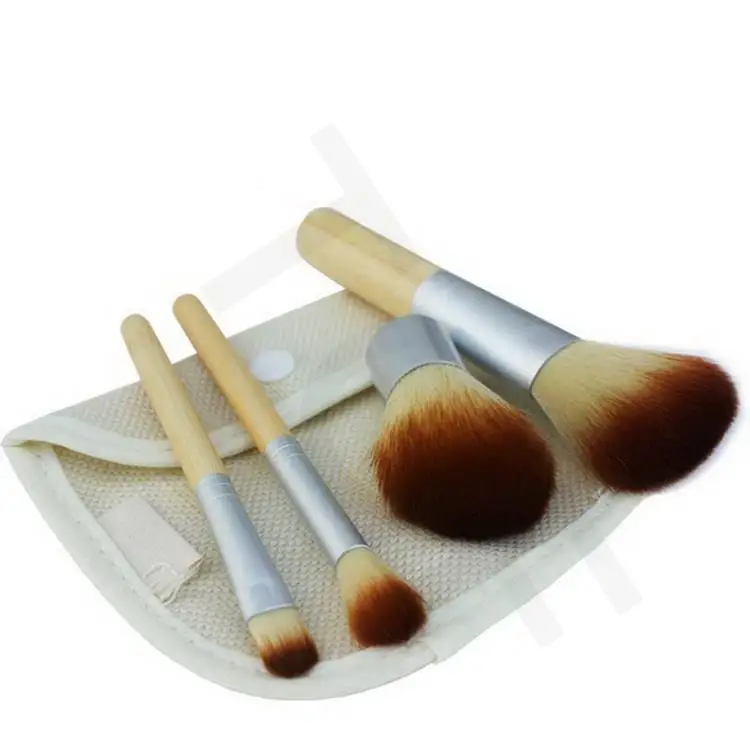 50Sets/Lot 4Pcs/Set Bamboo Handle Makeup Brush Set Cosmetics Kit Powder Blush Make up Brushes styling tools Face care