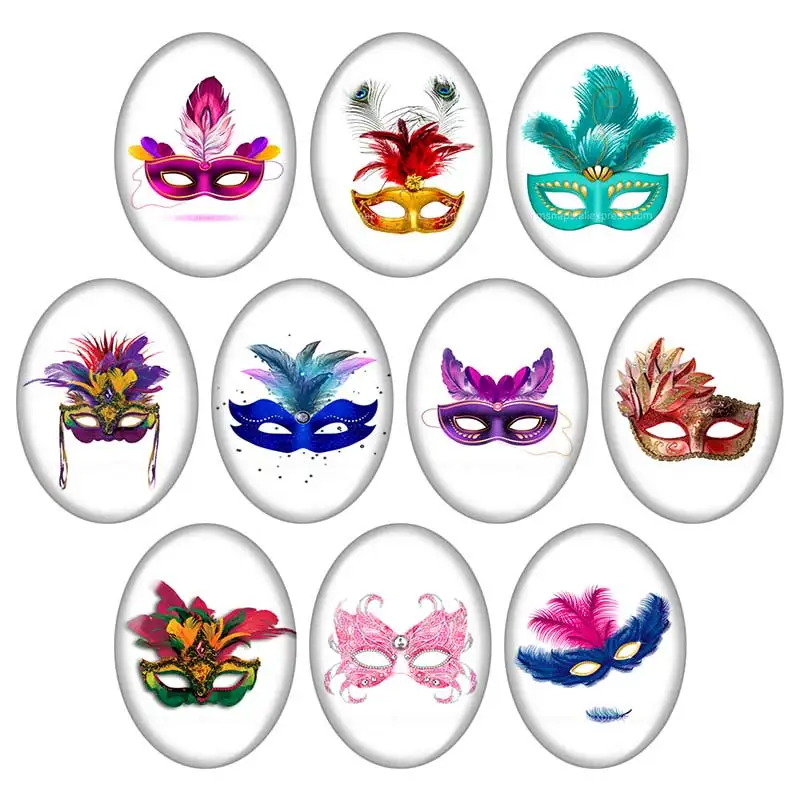 Beauty Masquerade Mask 13x18mm/18x25mm/30x40mm mixed Oval photo glass cabochon demo flat back Jewelry findings