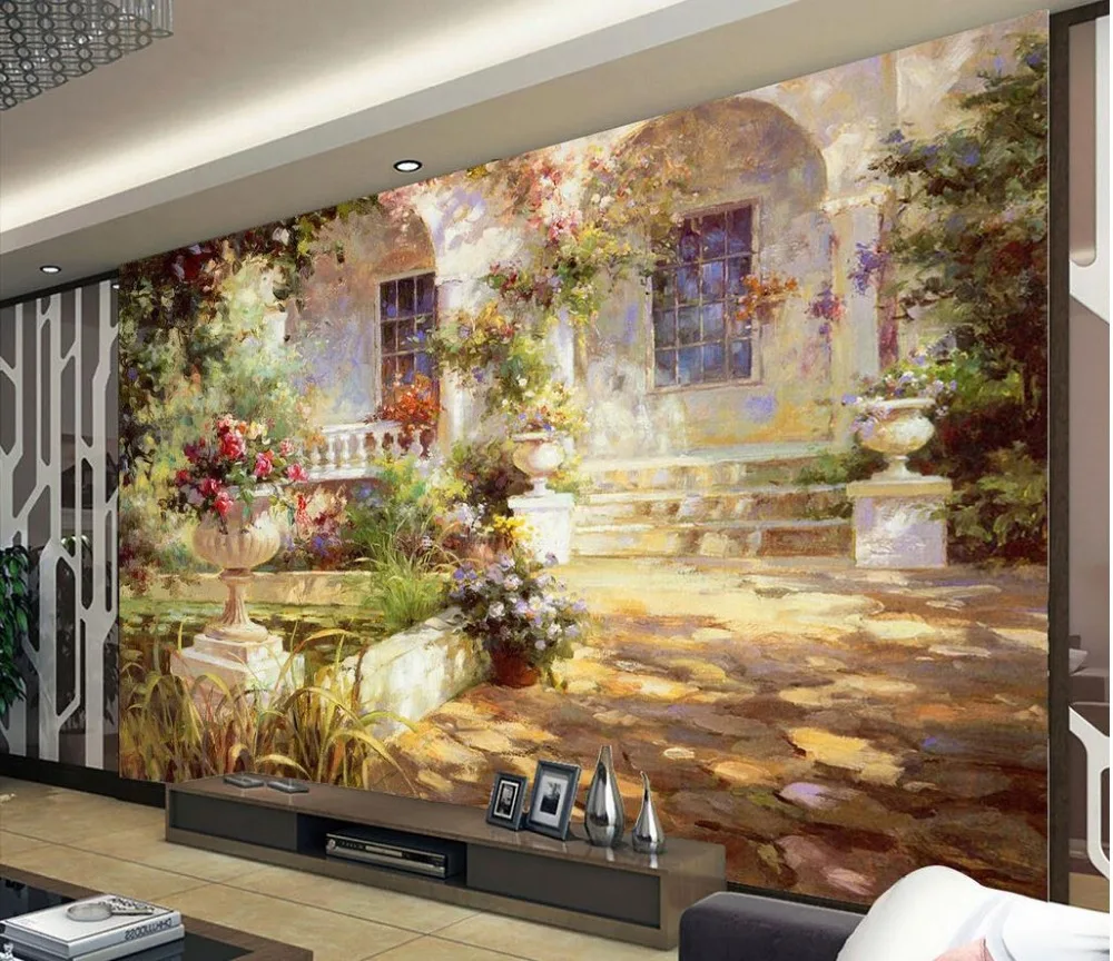 

3d customized wallpaper custom 3d wallpaper Mediterranean landscape painting mural living 3d wallpaper