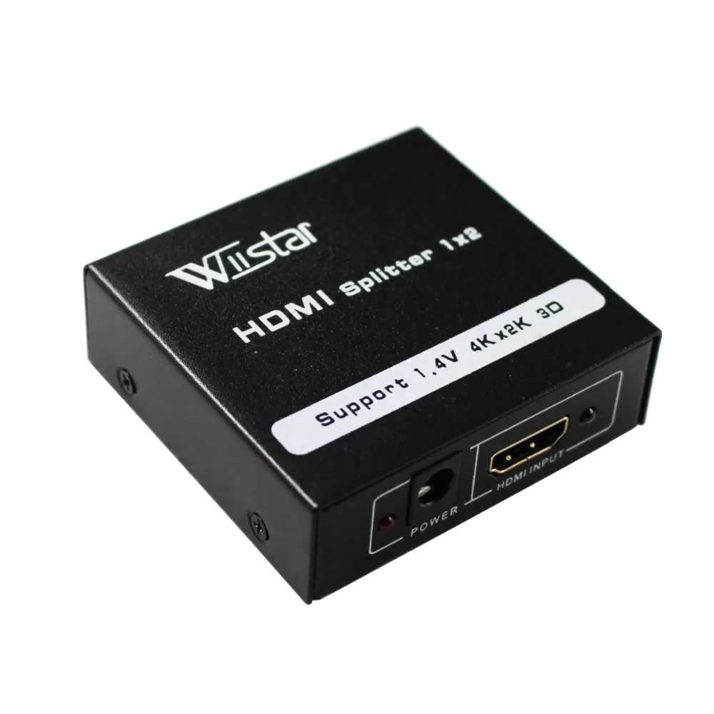 Wiistar 1080P 2 Ports HDMI Splitter 1.4 HDMI Splitter 3D 1 x 2 HDMI Splitter 5V Power Supply 1 In 2 Out Switcher For HDTV