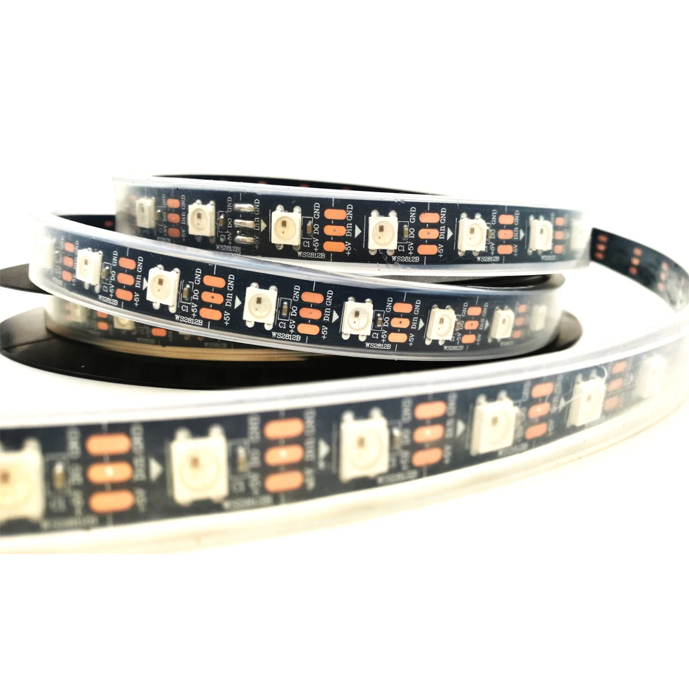 50m/lot Led strip WS2812b Pixels Addressable individual Dream Magic color Black PCB 1m/2m/3m/4m/5m waterpfoof ip67 DC5V 60leds/m