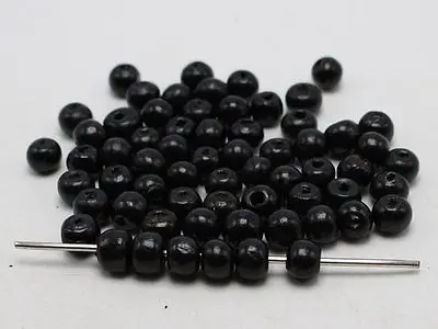 500 Black 8mm Round Wood Beads~Wooden Spacer Beads Jewelry Making