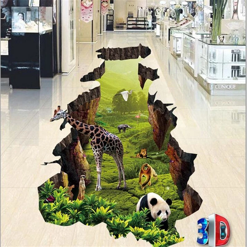 

wellyu Custom flooring 3d обои animal world floor painting floor paste room bedroom outdoor painting 3d flooring papel de parede