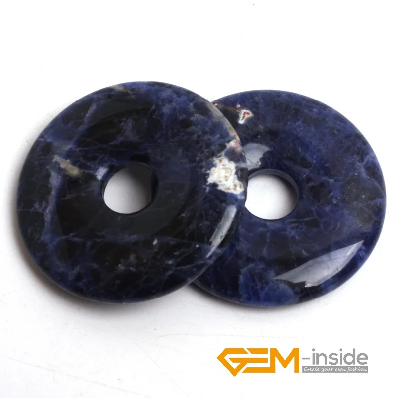 30mm 40mm 50mm Donuts Shape Natural Sodalite Loose Stone Beads For Pendant Making 1 Pcs To Sale