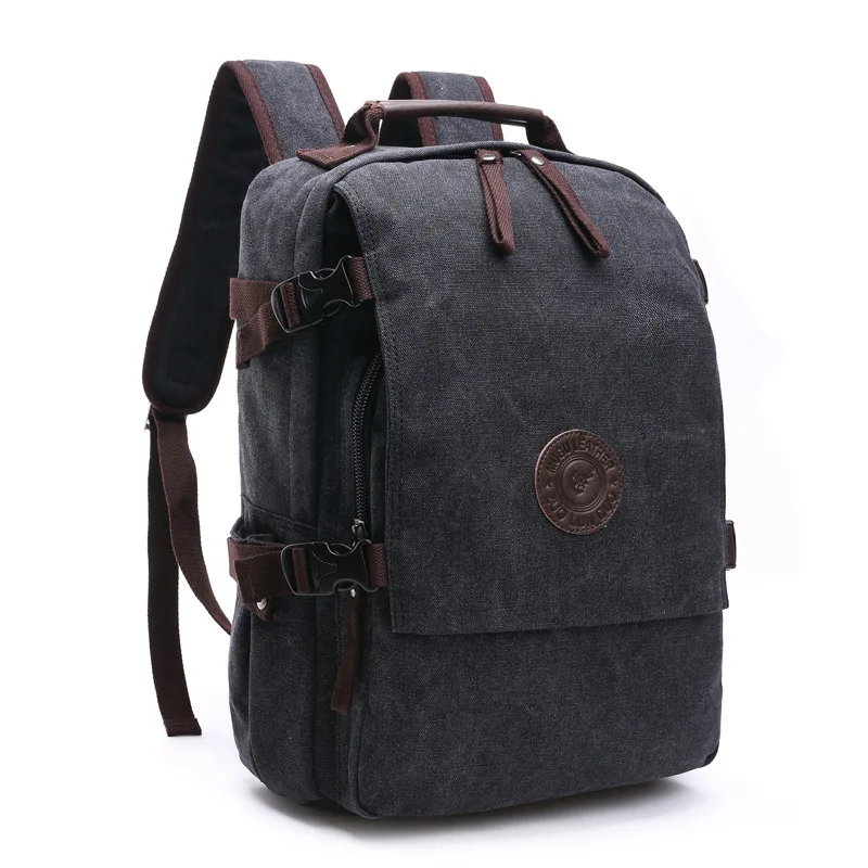 Mochila de lona masculina de alto grau, bolsas monocromáticas para laptop, durável design exterior, tendência clássica, superior 2023, nova