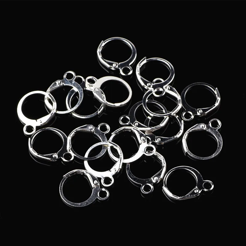 

200Pcs French Earring Hooks & Clasps Copper Silver Plated Round Leaf Earring Clips Hook Findings For DIY Earring