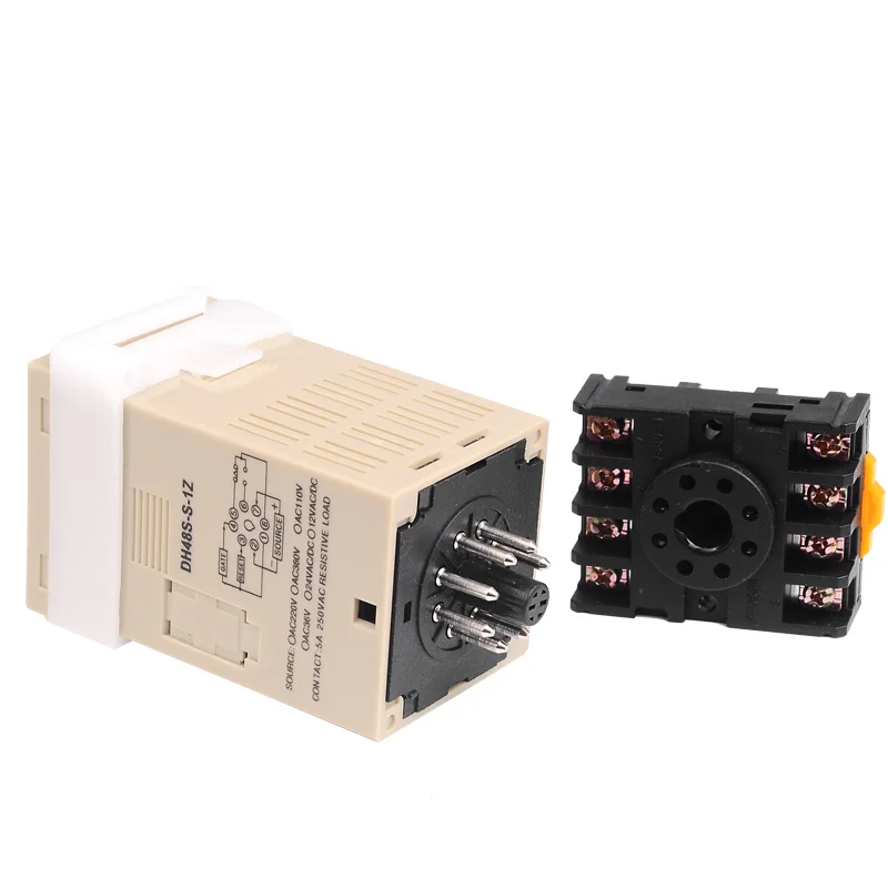 DH48S-S Repeat ON & OFF Cycle Timer Delay SPDT Control Digital Time Relay 8Pins with Socket Base DH48S AC 220V 110V DC 24V 12V