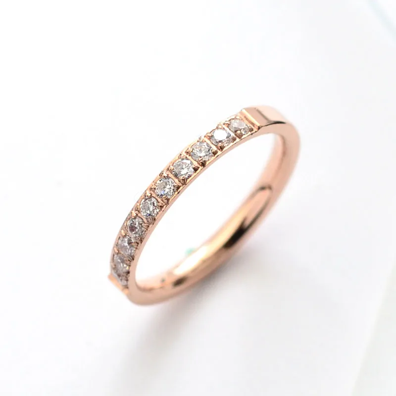 Rose Golden Colour Colors AAA Zirconia Crystal Rings for Woman Man Wedding Jewelry 316 L Stainless Steel Valentine Gift Not Fade