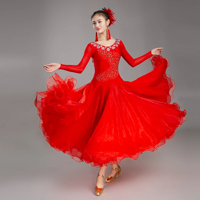 

New Modern dress Competition Dress Waltz Performing Dress National Standard Dance Dress 074