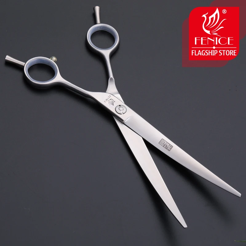 Fenice Professional 7.5 inch  pet dog grooming scissors curved shears JP 440c steel dog scissors