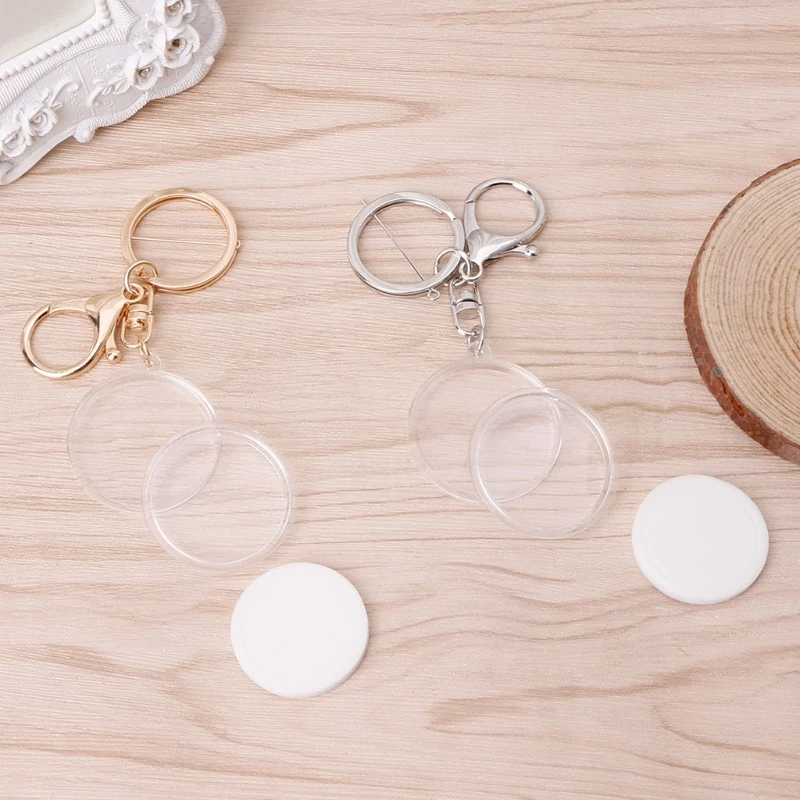 Clear Acrylic Coin Holder Capsule with Pad Ring Keyring, Alloy Keychain, 30mm, 27mm