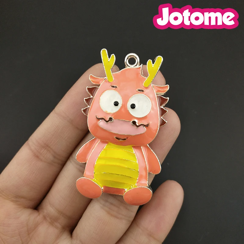 Accept customized For Children Silver Tone Cute Cartoon Dragon King All Enamel Animal Chunky Brooch pendants