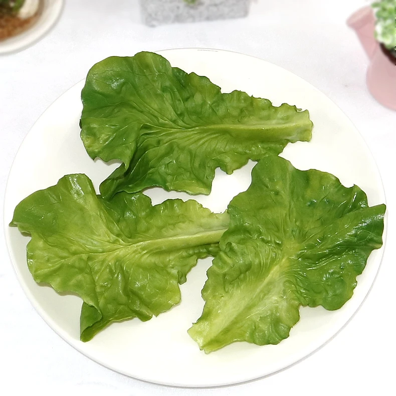 10pcs/lot Simulation Green Lettuce Leaves PVC Material Fake Vegetable Model Kids Pretend Play Kitchen s Artificial Foods