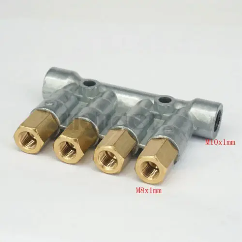 

4 Way Aluminum In M10x1 Out M8x1 Lube Oil Piston Distributor Value Manifold Block for centralized lubrication system