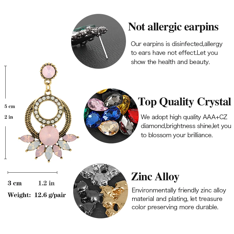 VEYO AB Rhinestone Geometry Vintage Acrylic Drop Earrings for Women Dangle Earrings Fashion Jewelry New 2019