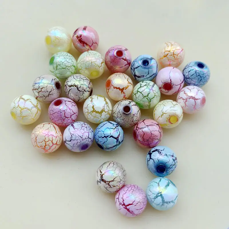 New Fashion Personality Beads 10mm ABS Archaize Crack Beads Mixed Colors For Fit DIY Bracelet Making 30pcs -Z95A