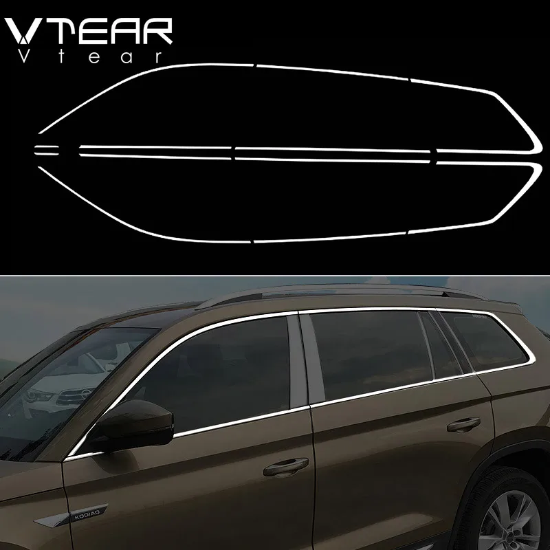 Vtear dla Skoda Kodiaq akcesoria chromowana osłona okna ze stali nierdzewnej chromowane części do stylizacji samochodu 2019 2020 2021 — zdjęcie 7