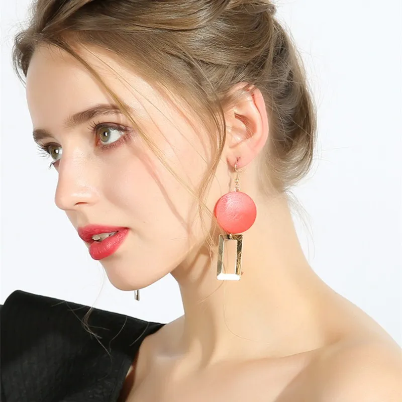 2019 Indian African Wood Earrings Jewelry Long Black Red Round Square Geometric Statement Earrings for Women Water Drop