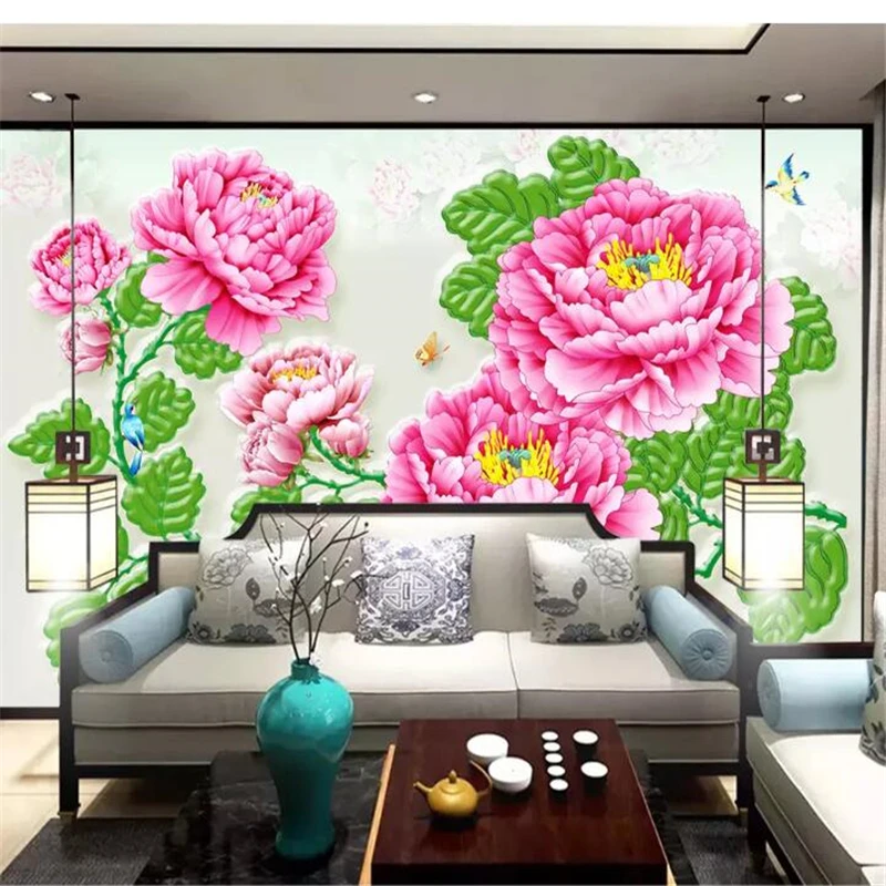 

wellyu Custom wallpaper papel de parede 3d Chinese modern minimalist meticulous flower and bird background wall papier peint