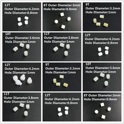 小型モーターギア,4個セット,6t,7t,8t,9t,10t,11t,12t,シャフト0.8mm,r/cヘリコプター,ミニクワッドコプター,アクセサリー,スペアパーツ