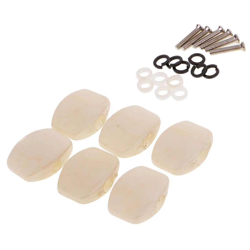 6 Pieces Plastic White Pearl Guitar Tuning Pegs Buttons Keys Tuners Machine Heads Acoustic Guitar Accessory