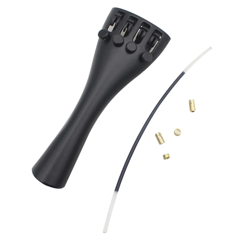 1 Piece Aluminum Alloy Violin Black Tailpiece Drawplates with Tailgut Fine-Tuning Professional Violin Accessories