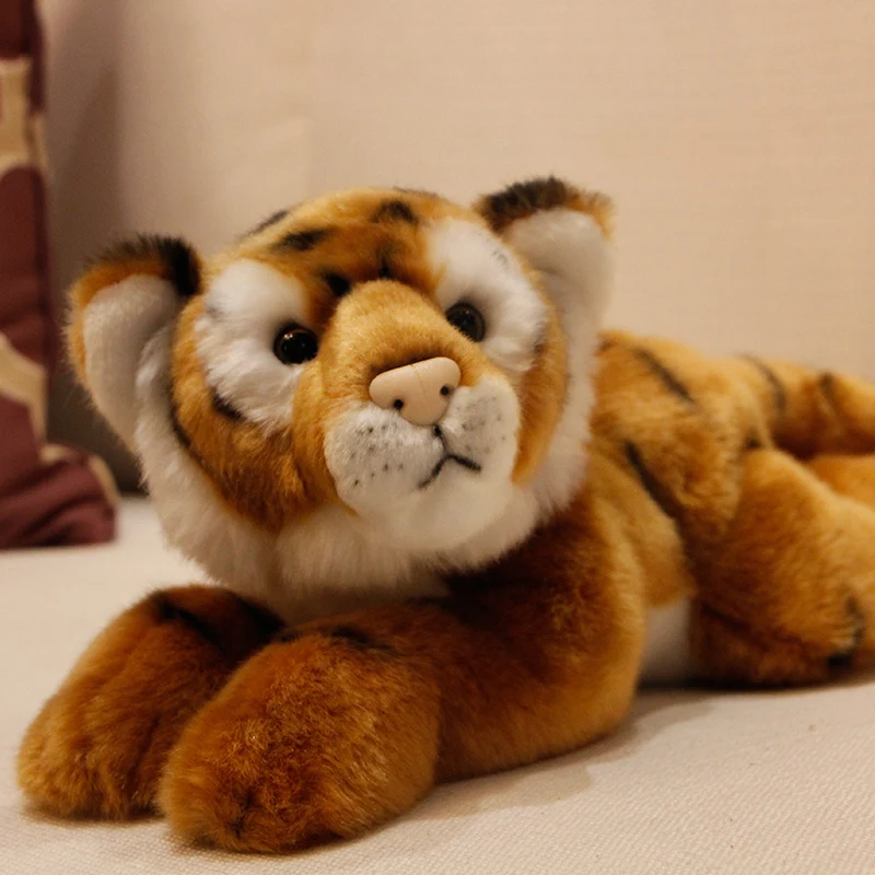 Simulation Tiger Plush Toy Big Animals Baby Tigers Doll  for Children Birthday Gift Home Car Decoration 36x15x16cm