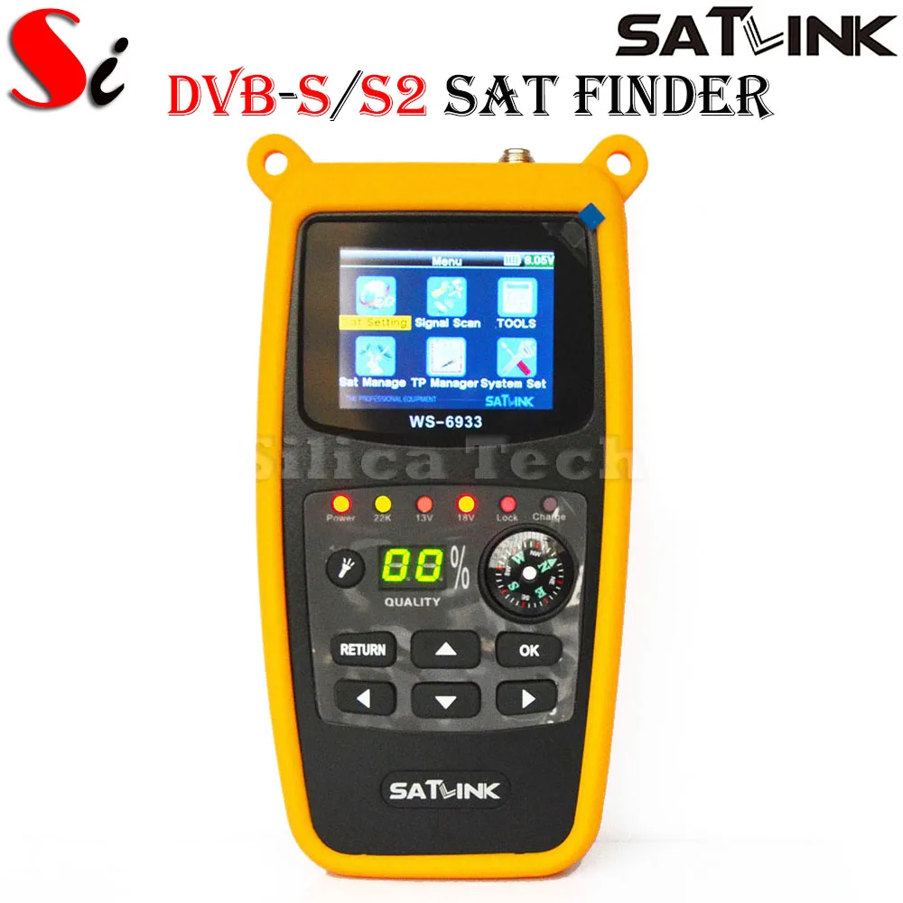 Original New Satlink WS-6933 DVB-S2 FTA C&KU Band Digital Satellite Finder Meter with Compass, FlashLight