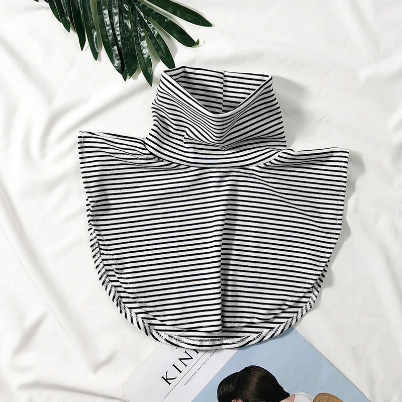 Cotton Womens Fake Collar Solid Turtleneck False Blouse Top Collar Black White Female Turtleneck Shirt Sweater Detachable Collar