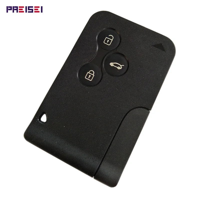 

PREISEI 10pieces/Lot Black NO Logo 3 Buttons Car Remote Key Card Shells Fob For Renault Megane Key Replacements