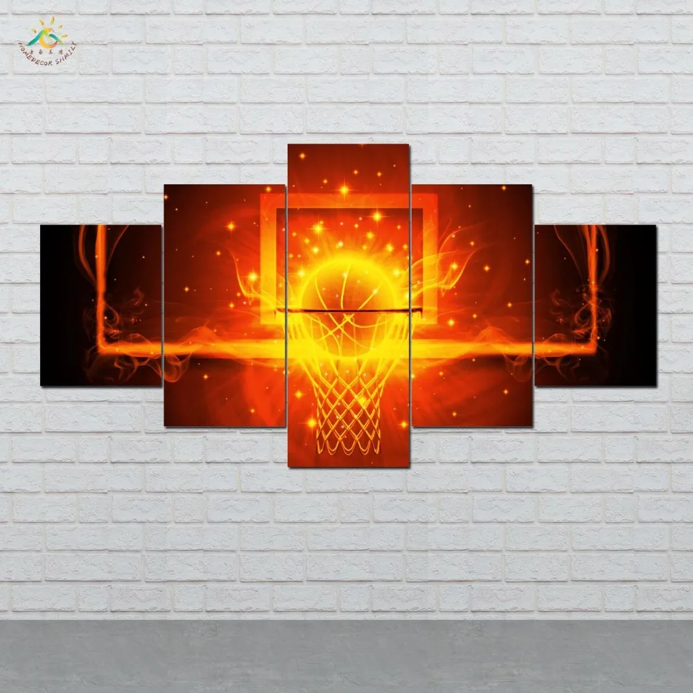 Fire Abstract Basketball Stand Wall Art Canvas Painting Posters and Prints Decorative Picture Decoration Home 5 Pieces