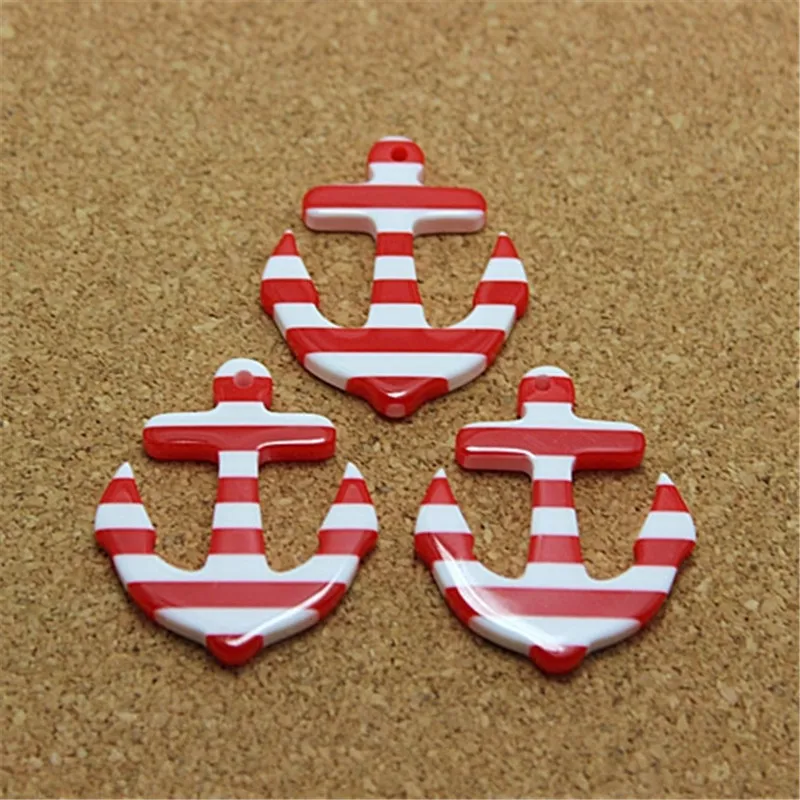 10pcs 33*28mm stripe anchor nautical sailor resin flatback cabochon for DIY jewelry/craft decoration