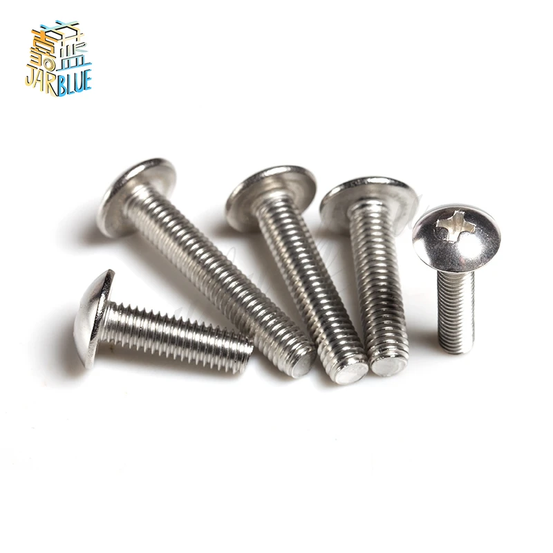 10Pcs 4#-40/ 6#-32 /8#-32/10#-24 *L  UNC 304 A2-70 stainless steel  Phillips Truss Head Large Flat Round Cross Screw Bolt