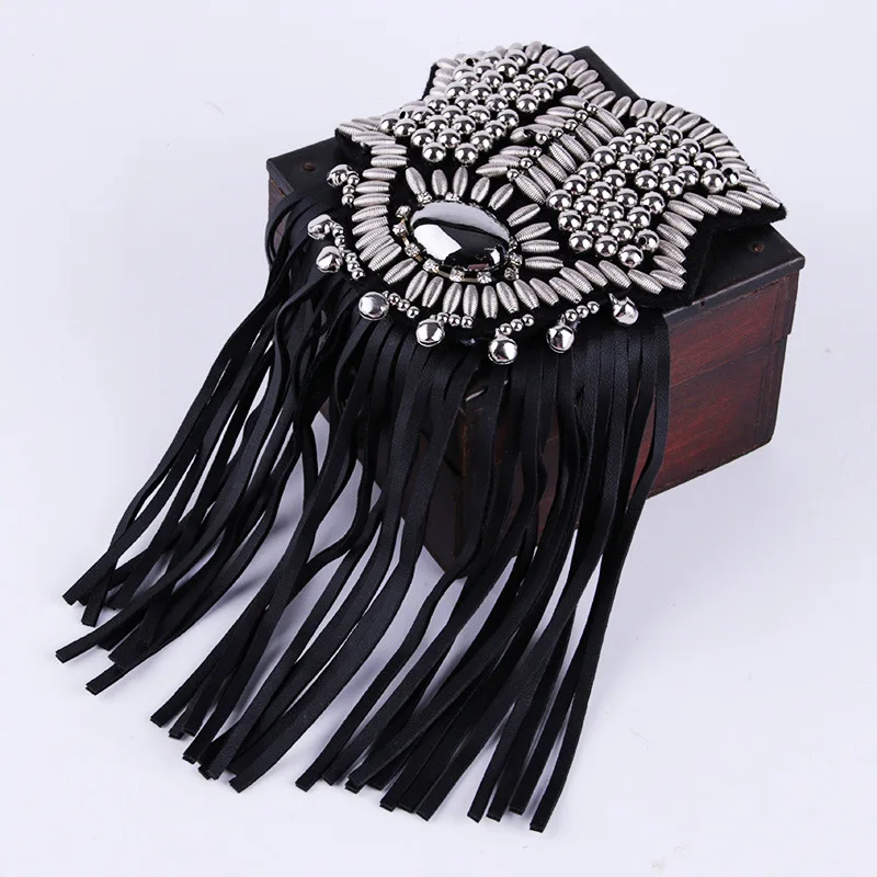 Handmade vintage jewelry tassel punk big epaulet/epaulette/kpop fashion suit accessories brooches/brosche/broszka/