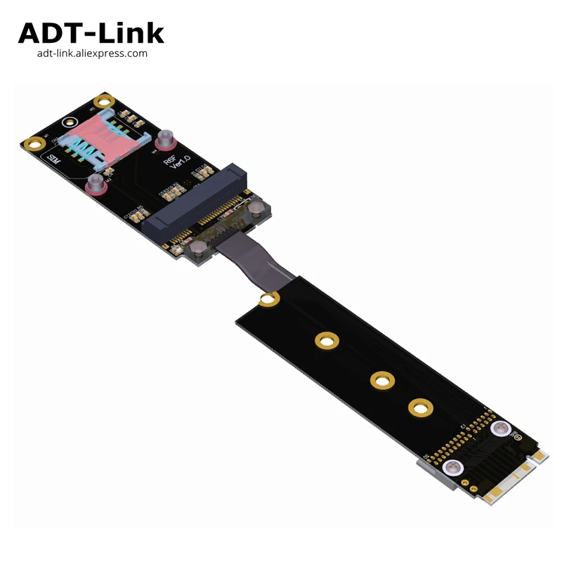 

M.2 Key-M M2 Ultra NVMe NGFF SSD To Mini-pcie mPCIe Extension Adapter Extender Cable Length customization ADT-Link