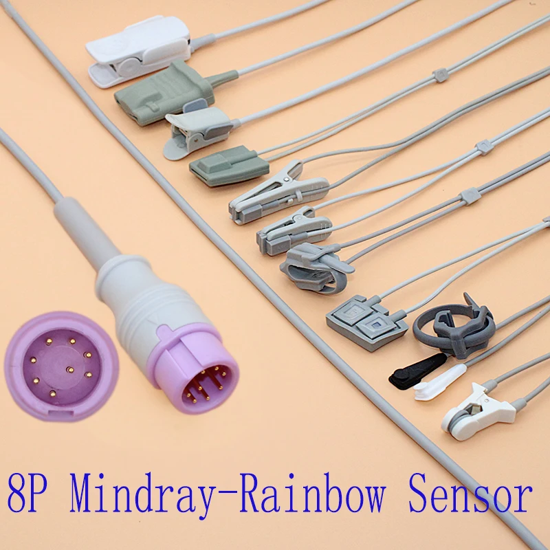 

Compatible 8pin Mindray T5 T8 Rainbow tech Spo2 sensor cable for adult/pediatric/child/Neonate/vet.