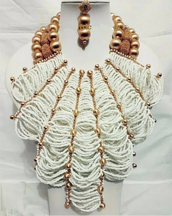 Luxury African Jewelry Sets New Nigerian Wedding Crystal Beads for Brides Queen Bridal Flower Bib Statement Free Shipping ABH427