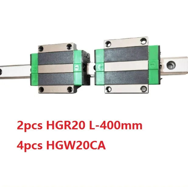 

2pcs China made HGR20 L-400mm linear guide / rail + 4pcs HGW20CA / HGW20CC linear blocks carriage flanged for CNC parts