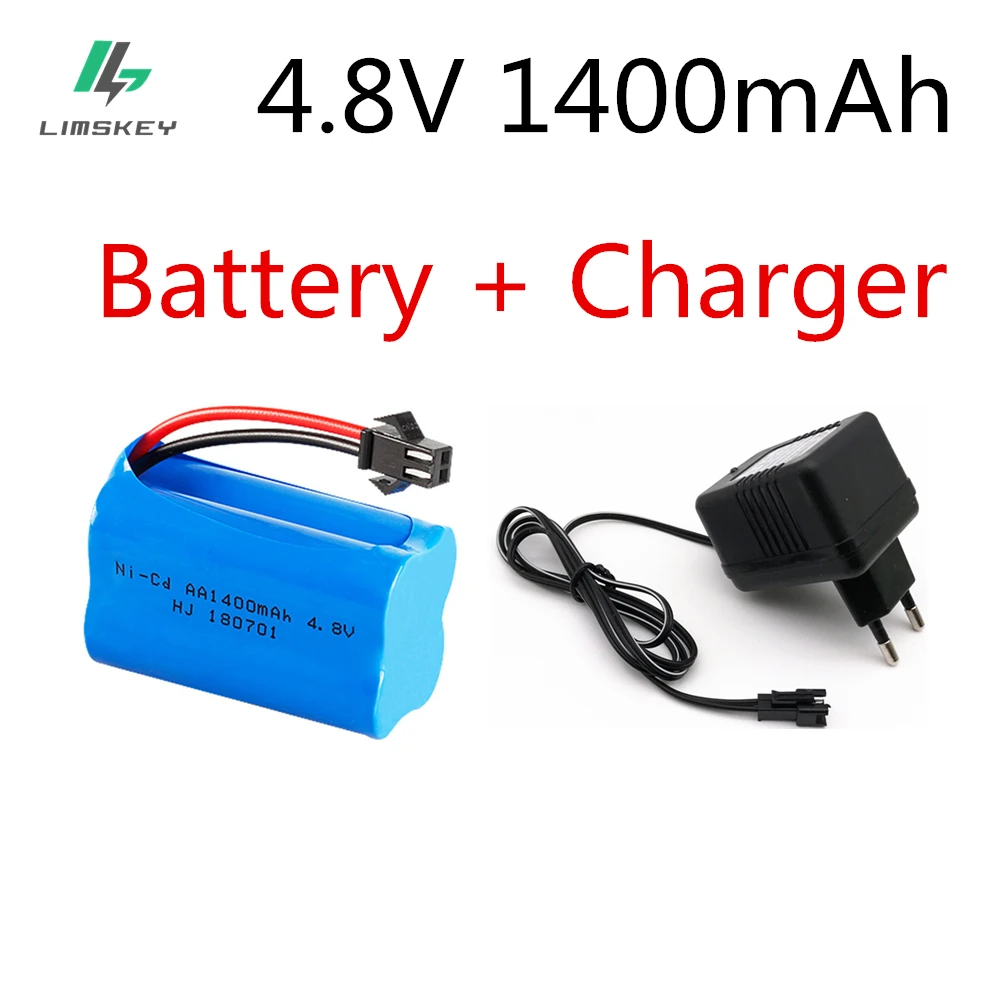 4.8v 1400mah Ni-Cd Battery + 4.8v USB Charger Nicd AA 4.8v rechargeable battery pack for RC cars 4.8v RC boat toy Battery