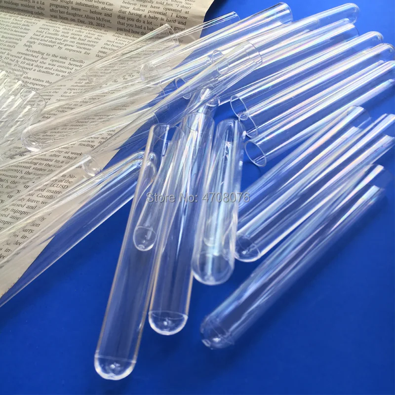 200pcs/lot 15x100mm High Quality Clear Plastic Test Tubes Lab Supplies Transparent