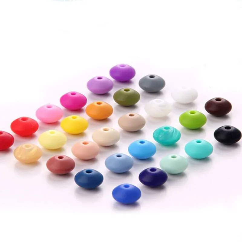 100pcs Teething Silicone Beads Lentil Abacus 12*7mm Bpa Free Tooth Diy Teether Necklace Bead Jewelry Baby Toys Baby Care