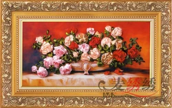 Needlework,DIY Ribbon Cross stitch Set for Embroidery kit,Table Vase Rose flower love ribbon Cross-Stitch handwork wedding