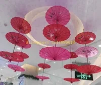 Hot sell 50pcs/lot Colorful hand-painted Flowers wedding silk cloth parasol Chinese umbrella For Wedding party lin2622