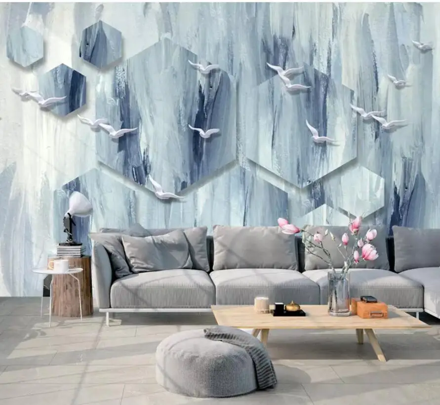 

wellyu Custom wallpaper 3D photo mural обои creative Nordic abstract bird mural television background wall paper papel de parede