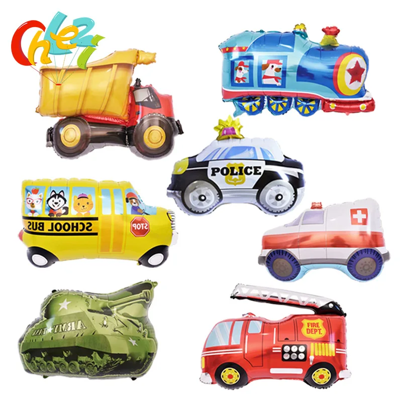 1pcs Children CarToy Balloon Tanks Trucks Trains Fire Trucks School Bus Birthday Party Decoration Balloon Kids Toys Gift Globos